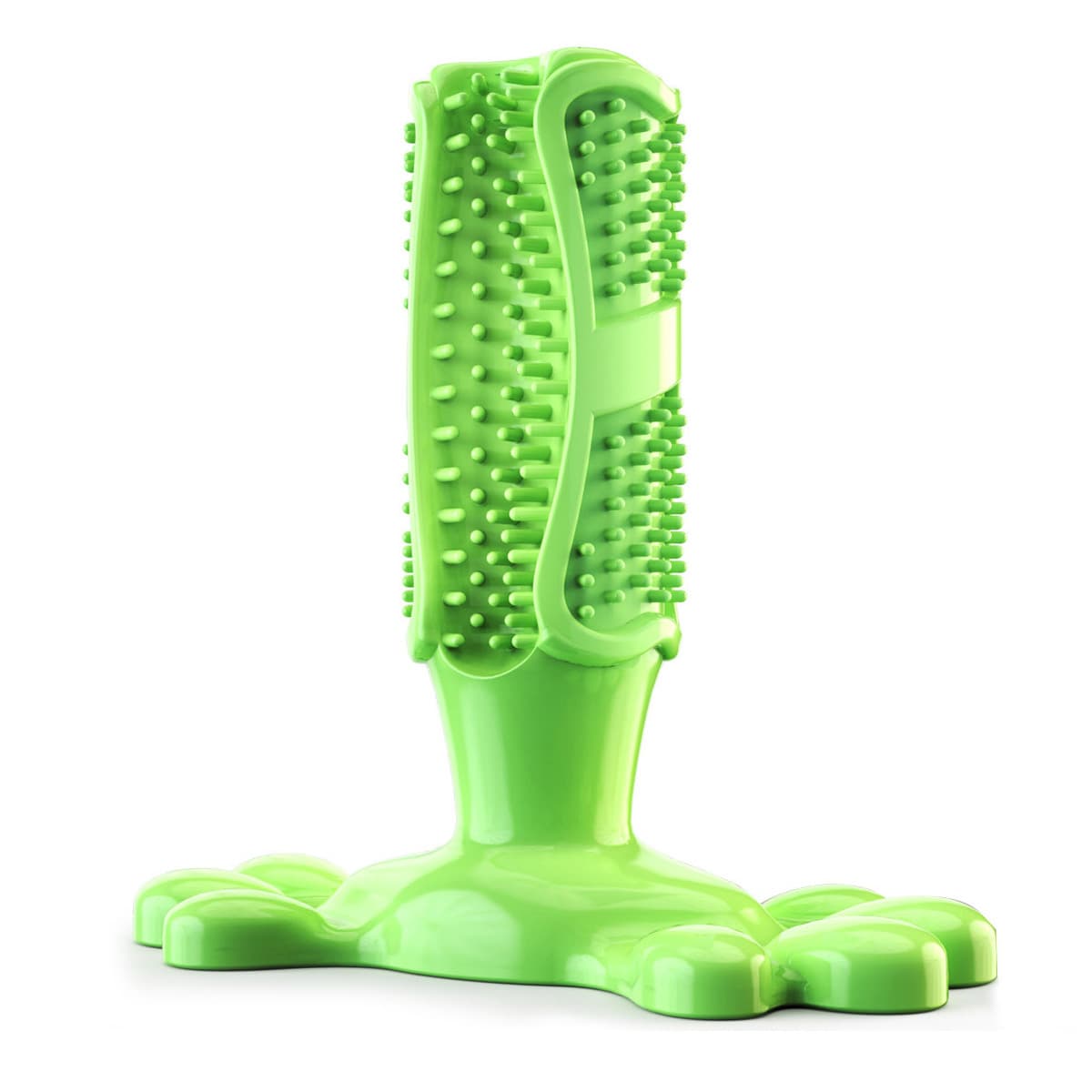 Dog teeth cleaning toy in bone shape with textured bristles