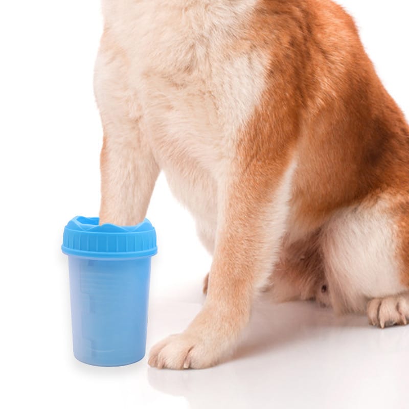 Small pet paw cleaner with soft silicone bristles for gentle cleaning