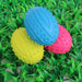 Colorful catnip-infused rugby chew toy made of non-toxic rubber for active cats