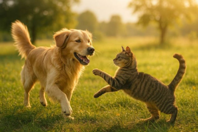 pets are playing at the garden