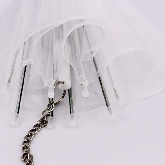 Transparent dog umbrella with built-in leash – stylish rain protection for small pets 